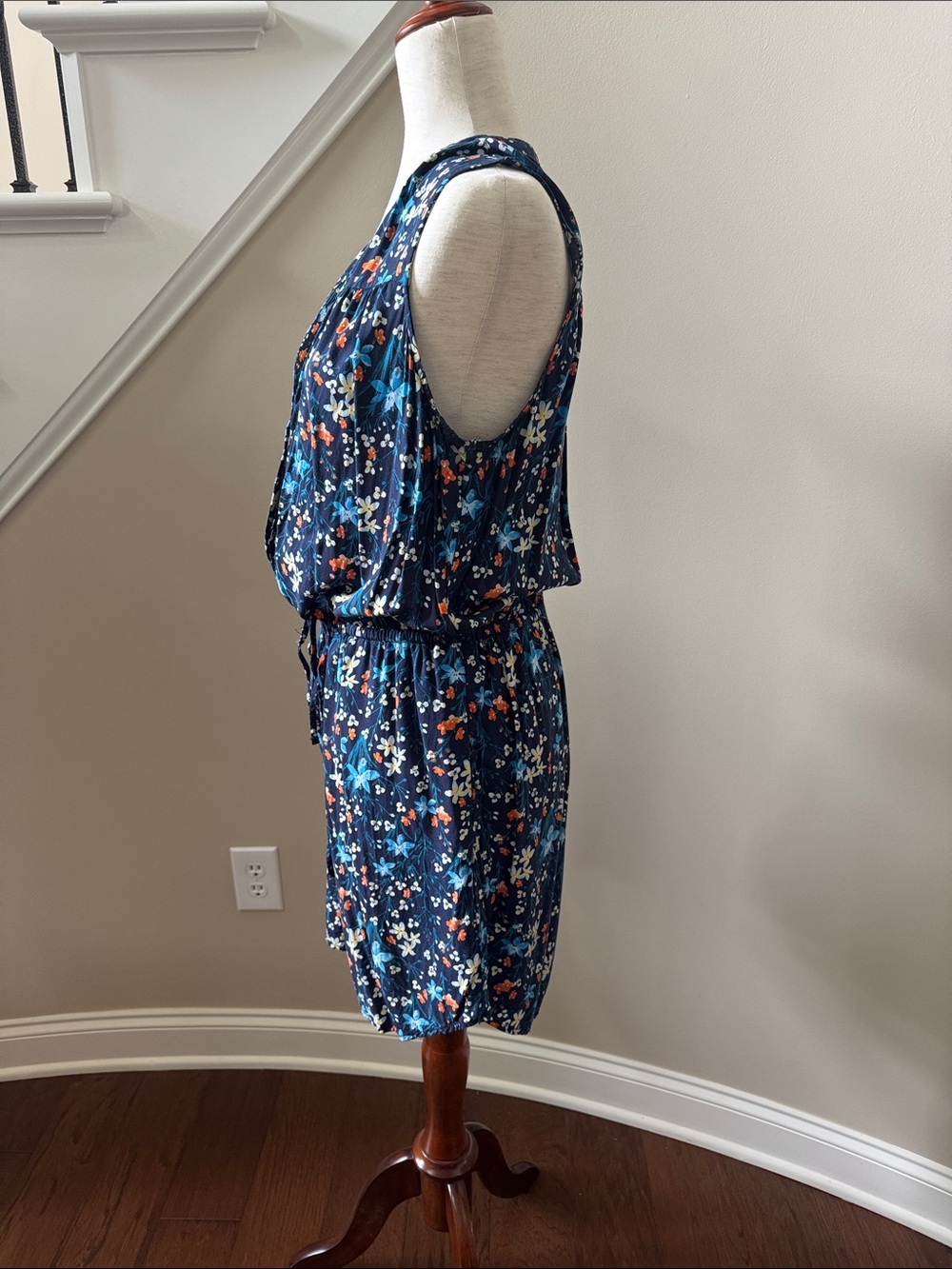 GAP Floral Print Dress in Navy with Blue, yellow, & Peach Accents - Picture 3 of 6